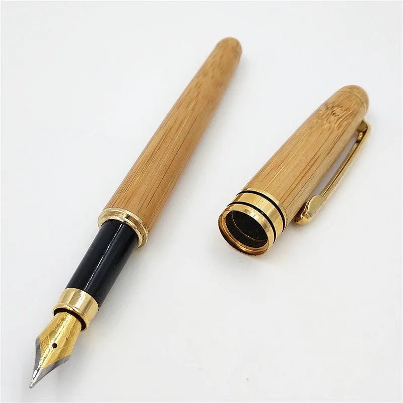 Bamboo signature pen set with ballpoint refill and pen case in true colour finish
