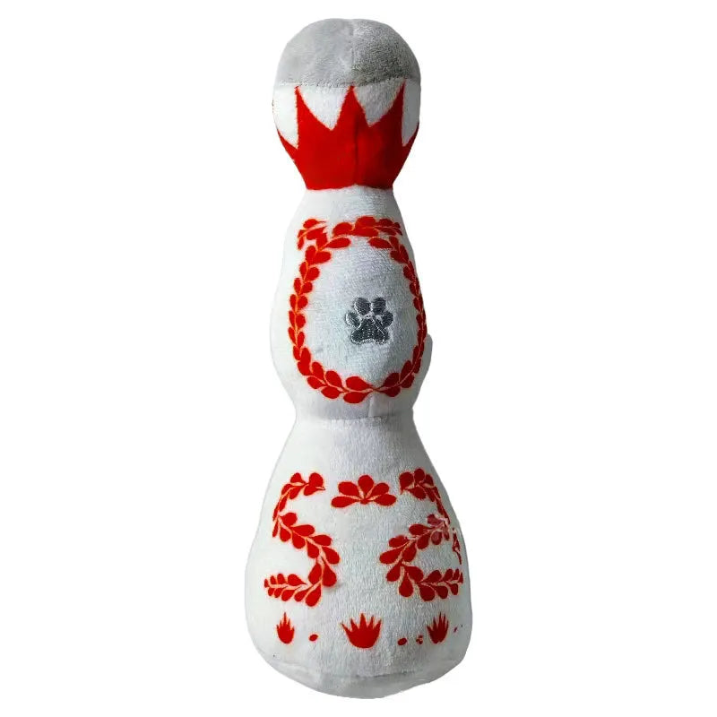 Funny tequila dog toy boujee plush toy with squeaker in red colour for all dog sizes 26cm