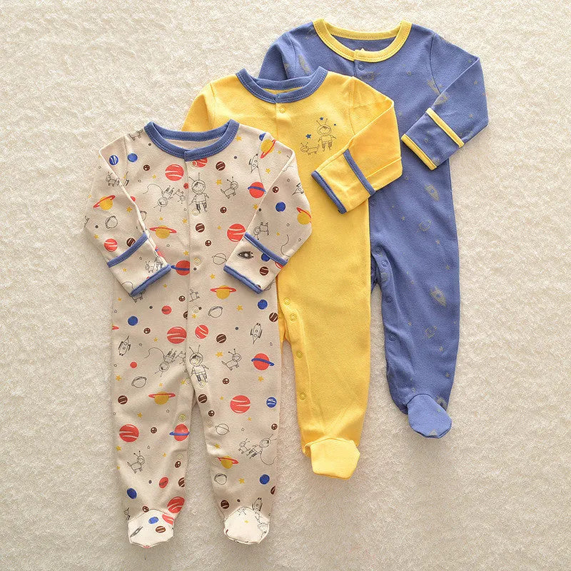 Baby crawling suit onesie in 100% cotton with soft treatment animal pattern for infants 1–3 years