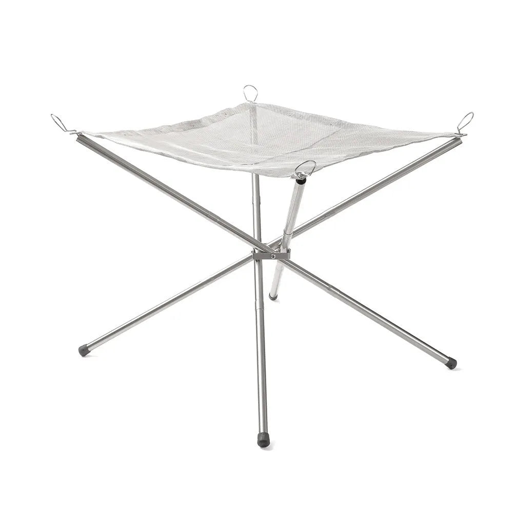 Silver stainless steel large barbecue grill net for outdoor cooking.