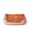 Oval cloth pet bed in Grey stripe, 60 cm diameter, with raised rim and anti-slip base