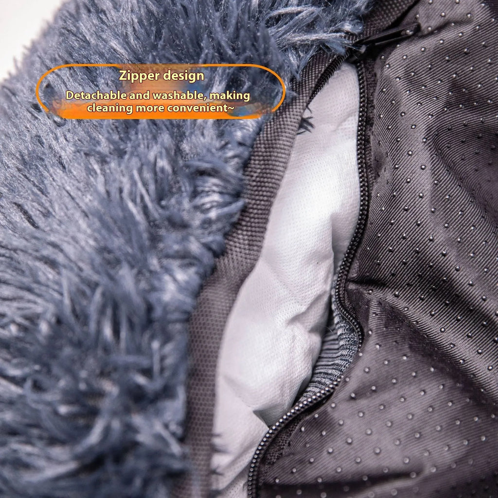 Winter thicken thermal vehicle-mounted pet mat in dark grey or beige on car seat