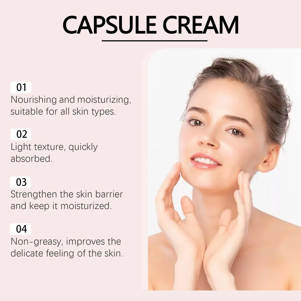 55g jar of easy absorb nourishing moisturising cream with gel and white balls, containing tranexamic acid and nicotinamide