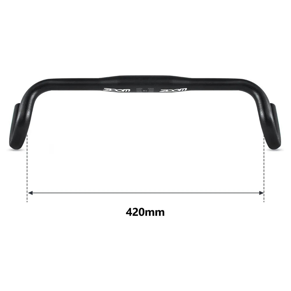 Black aluminum alloy road bike bent handlebar 31.8mm clamp 420mm width
