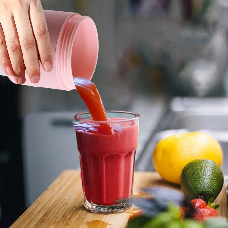 450ml blue portable blender with USB charging, folding design, and 304 stainless steel six-blade cutter head