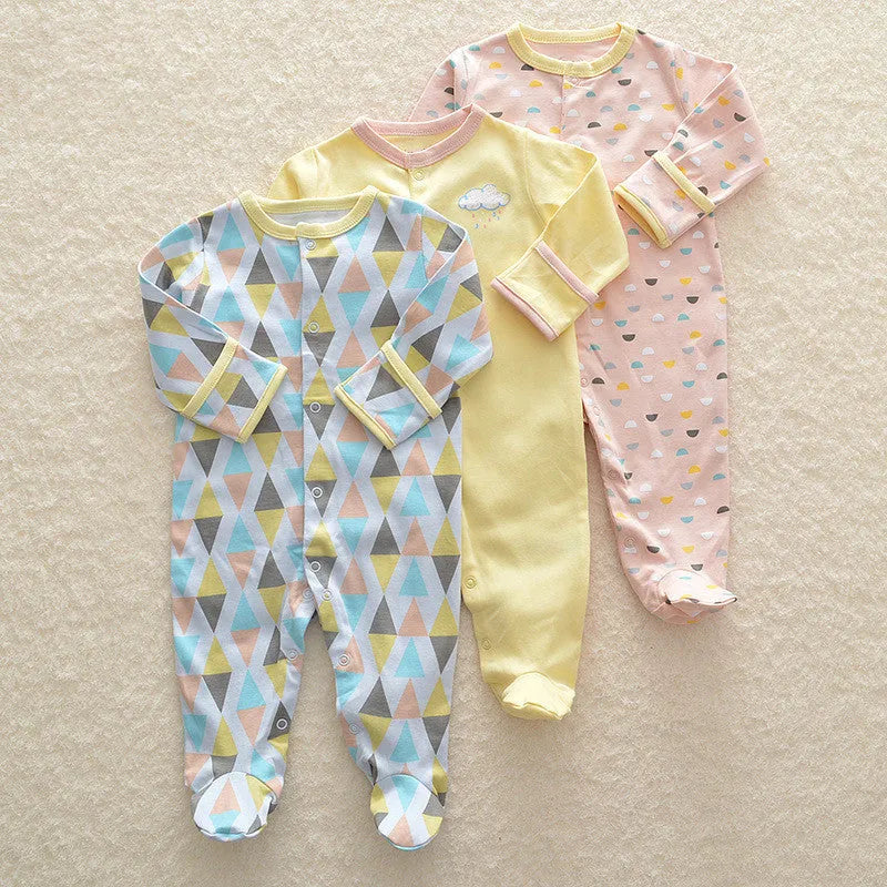 Baby crawling suit onesie in 100% cotton with soft treatment animal pattern for infants 1–3 years