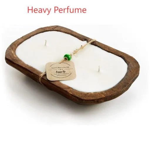 Lavender wooden basin aromatherapy candle with three wicks, soy wax, 230g net content.