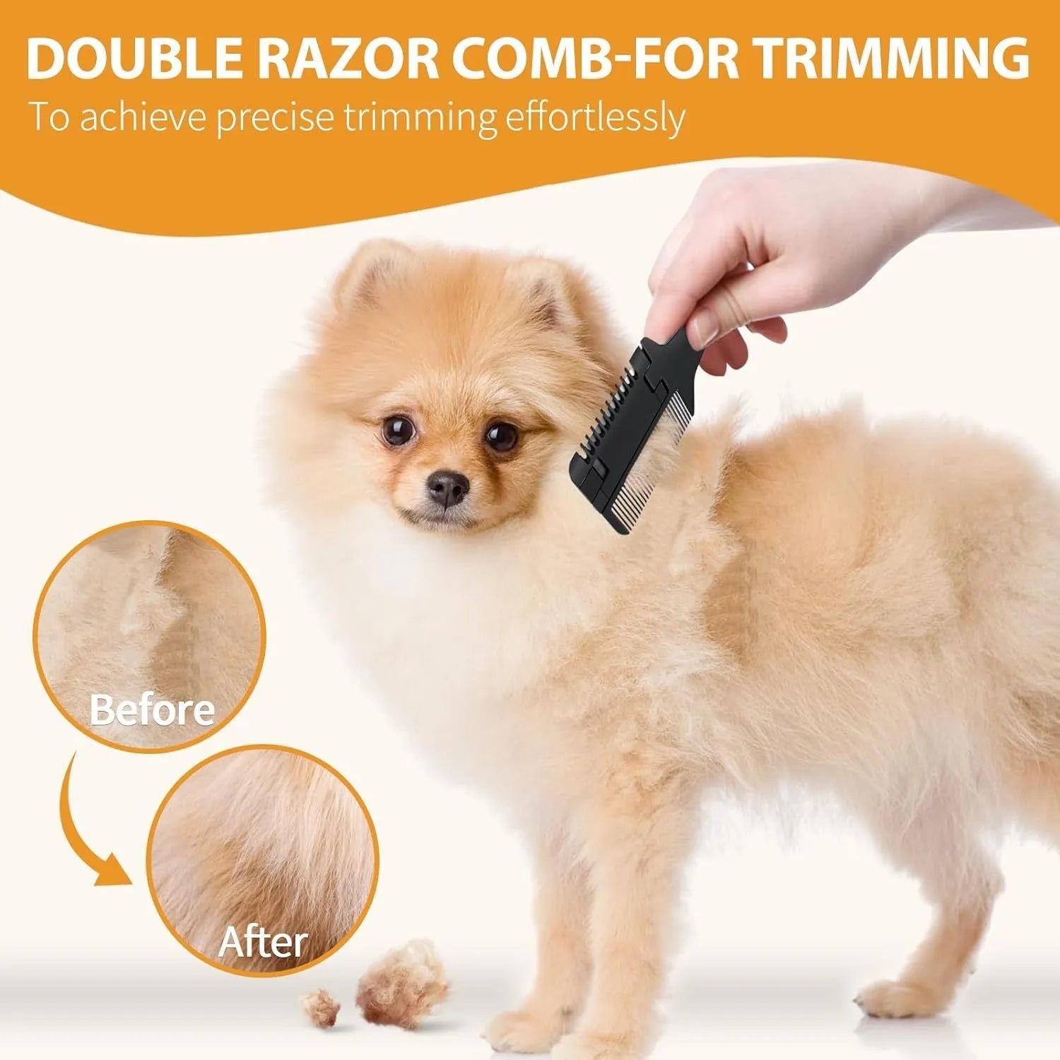 2-in-1 pet razor comb with comb and trimming blade for grooming dogs and cats