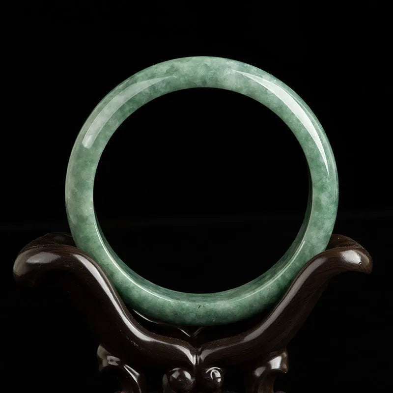 Natural emerald bean green jade bracelet for women, simple style, certificate and gift box included