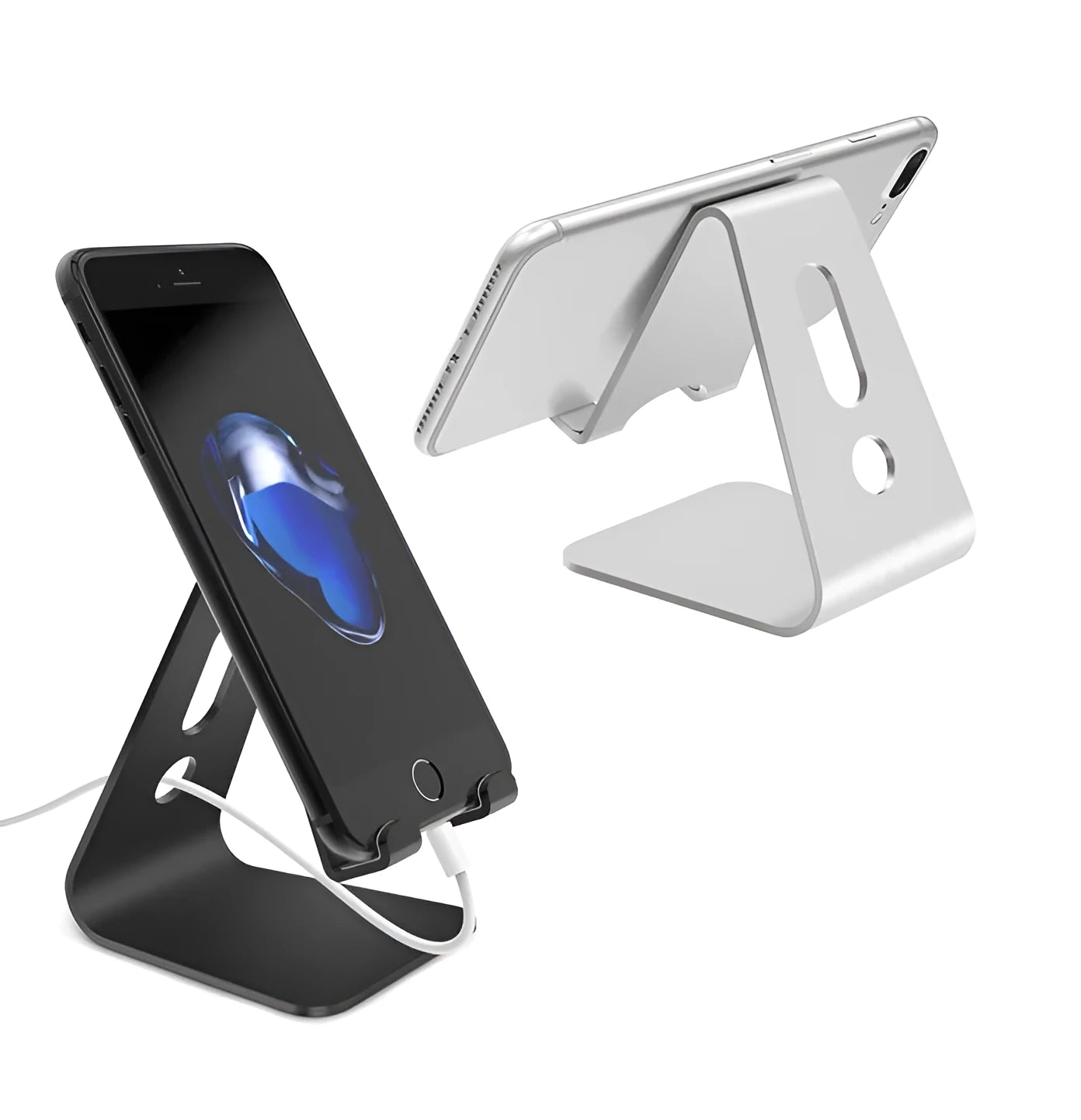 Universal Phone Buddy metal aluminium alloy stand holding a tablet in hands-free viewing