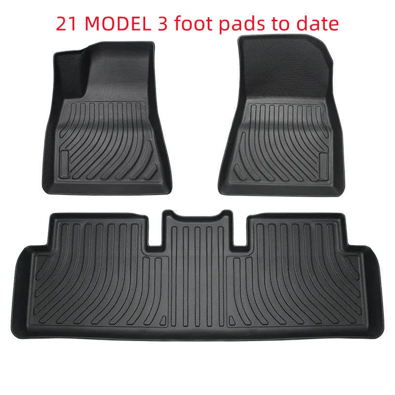 Rubber floor mat with TPE footrest for Tesla Model 3, Y, X, and S cars