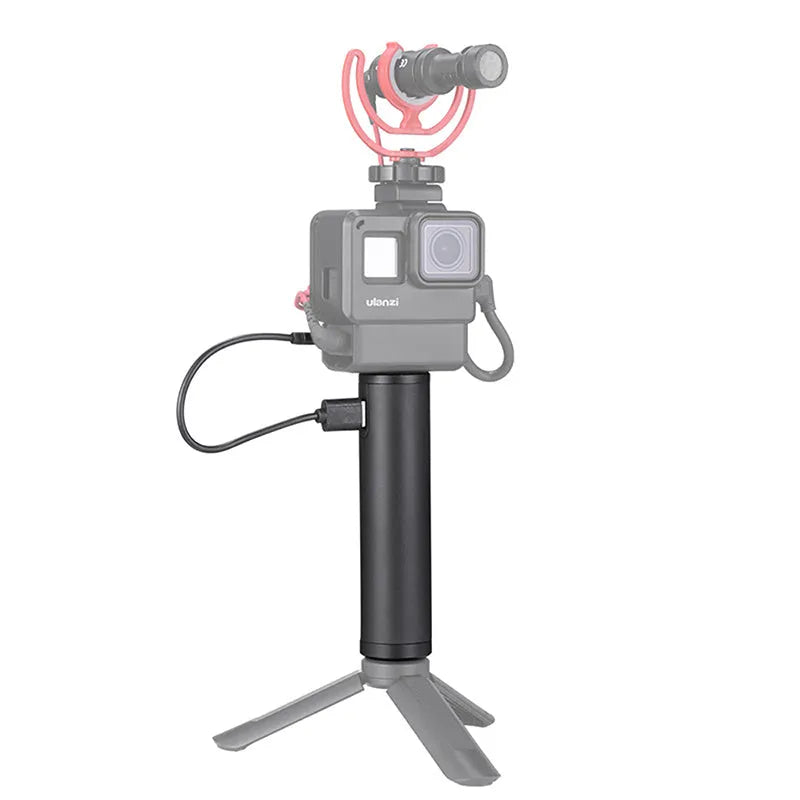 Black aluminium alloy charging treasure handle power bank with integrated grip