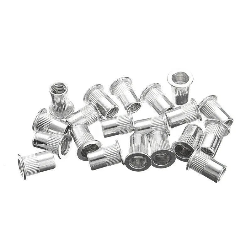 Alloy steel manual riveter nut tool set with replacement mandrels and rivet nuts