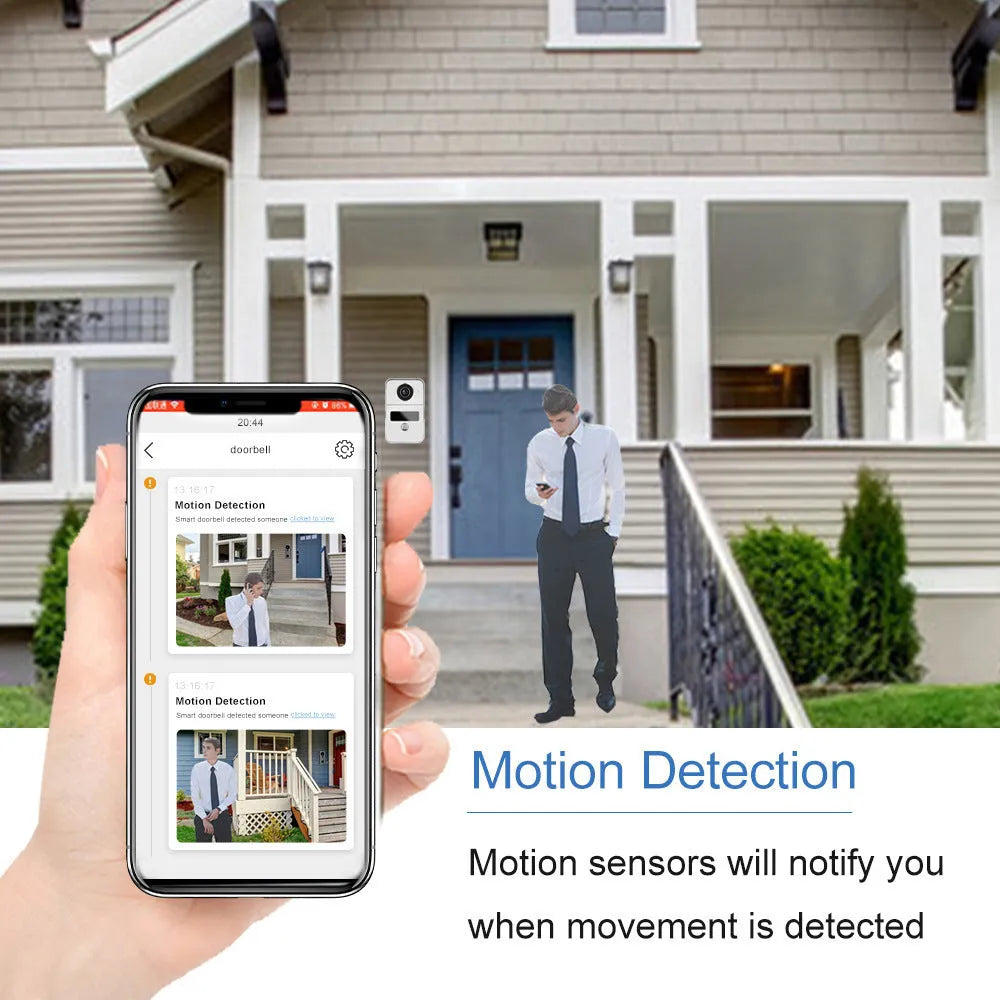 10-inch HD video intercom doorbell system with outdoor camera and indoor monitor unit.