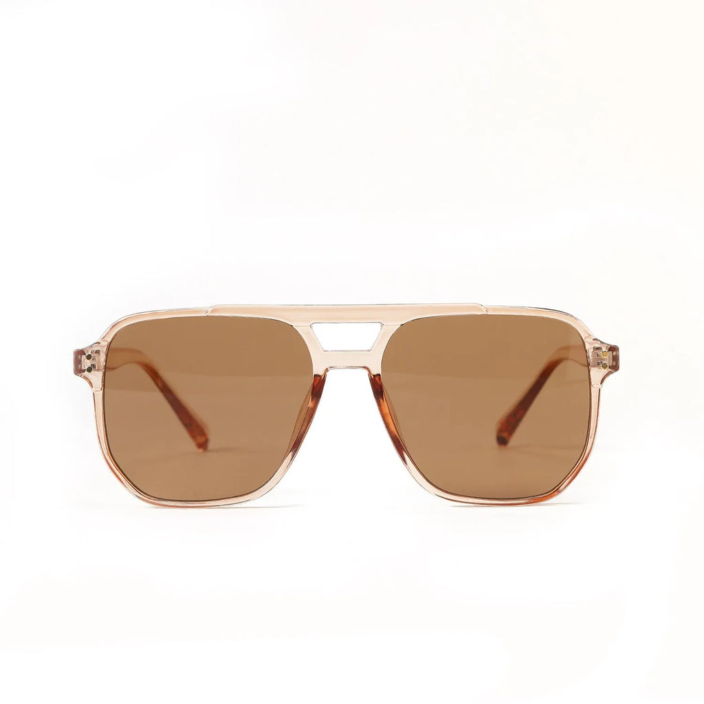 Women's square double beam fashion sunglasses with UV400 protection in various colour options