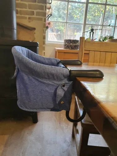 Portable baby high chair dining cover with safety belt in blue