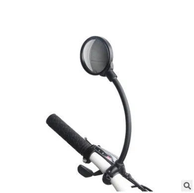 Hose adjustment bicycle rearview mirror in black colour with metal construction for universal handlebar fit