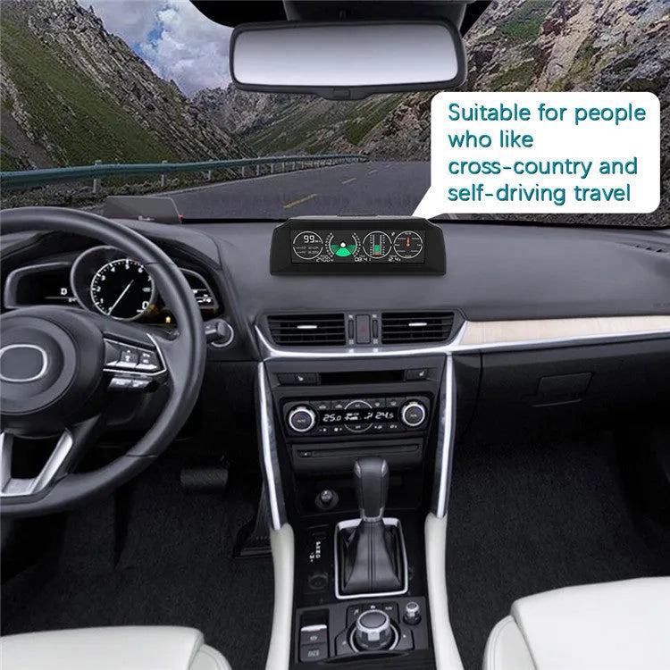 GPS GO 2 car HUD with colour LCD display showing speed and compass, carbon fibre design on dashboard