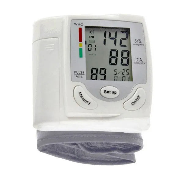Grey portable wrist blood pressure monitor model C205L9 with display and cuff
