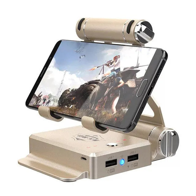 GameSir-X1 Eat Chicken Throne mobile game controller in silver finish with keyboard and mouse connected via Bluetooth
