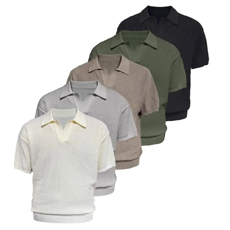 Men's striped polo shirt with business collar in ice silk fabric