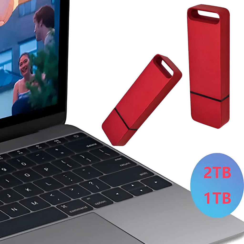 Black, red, and silver metal USB flash drives with custom graphic printing