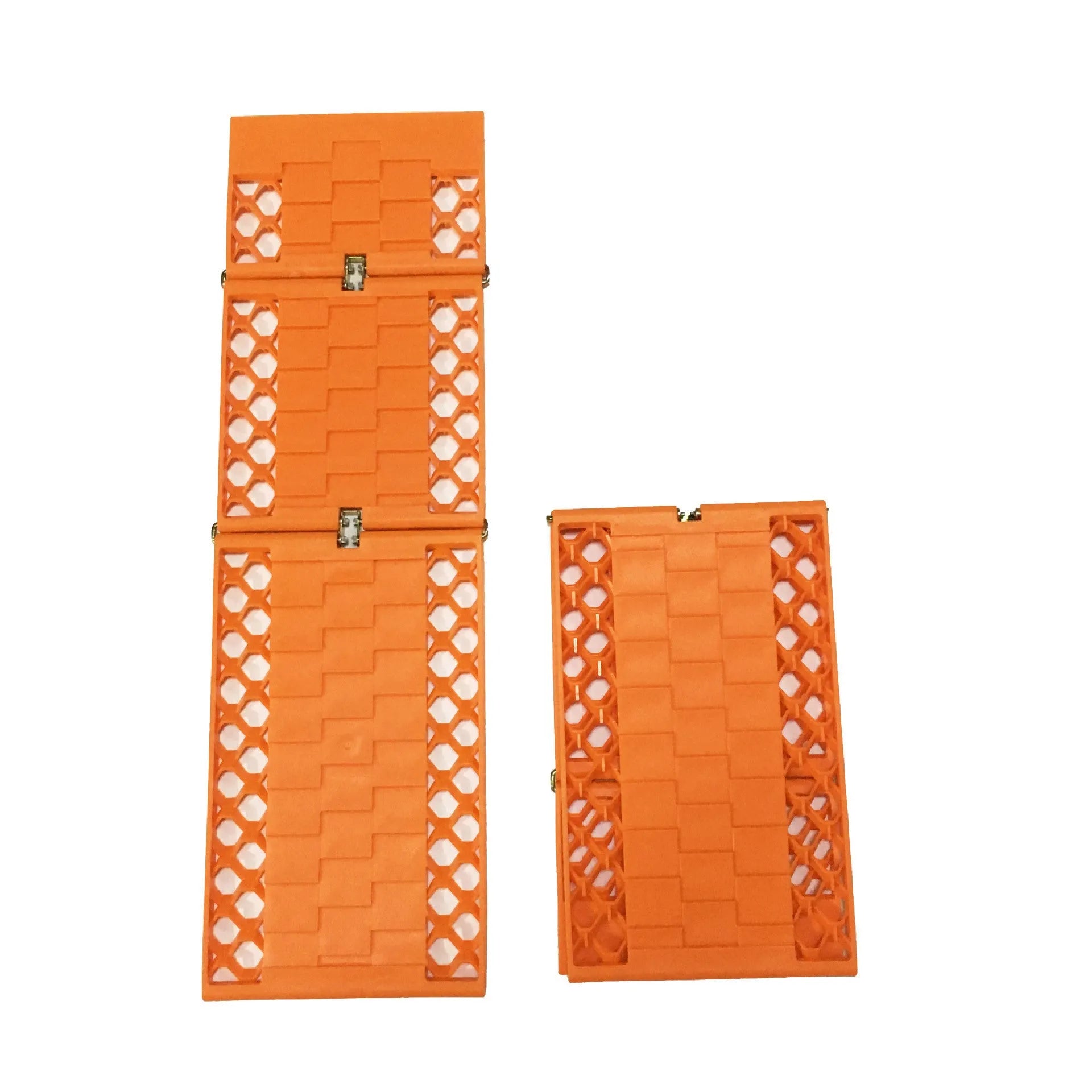 Folding anti-slip mud snow rescue board pair orange PP metal for automobiles 18x60 inches