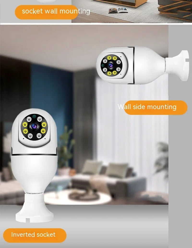 Wireless bulb security camera with 1080p resolution and full colour night vision capability