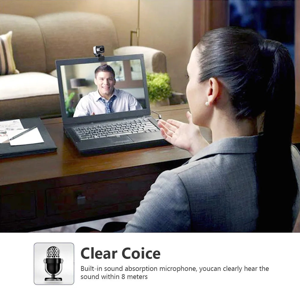 Mini driverless video camera with 12-megapixel CMOS sensor, 360-degree rotation, manual focus, built-in microphone, and 1.45-metre cable