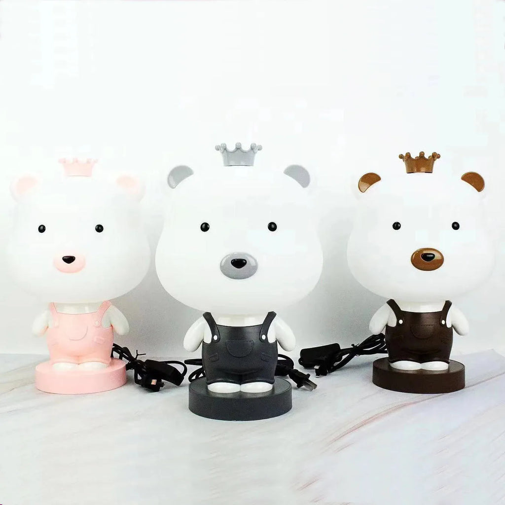 Cartoon animal table lamp with plastic shade and LED lighting in bear, cattle, rabbit or tiger designs