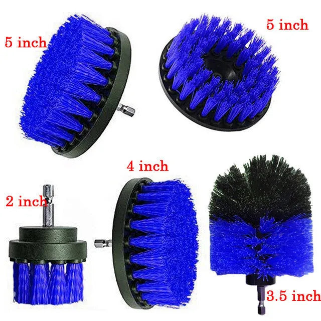 Multifunctional electric drill brush set with PP bristle heads for cleaning kitchen floor and car tyres