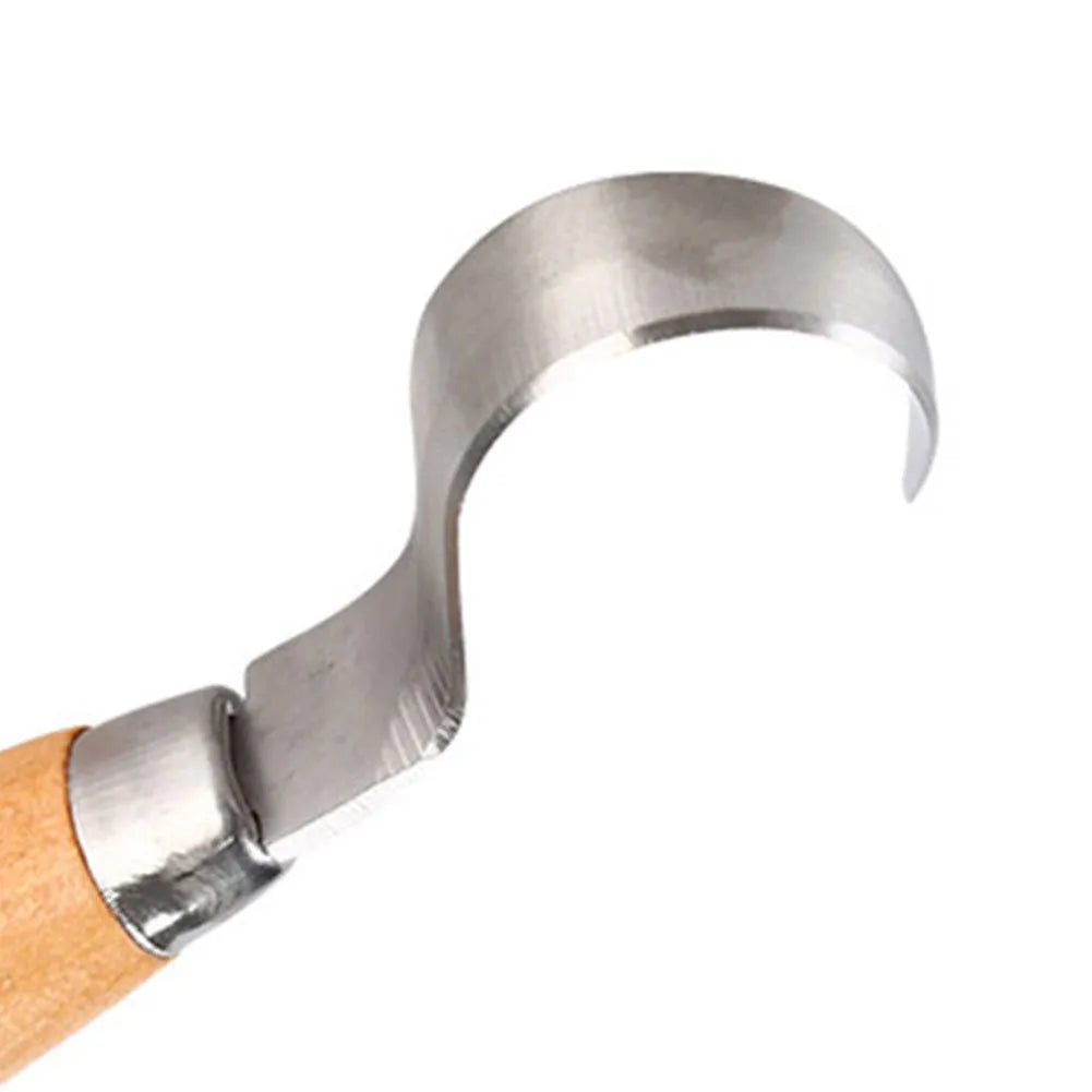 FastCraft Curve Carving Knife 100mm stainless steel blade with wood handle on table