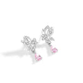 Crystal butterfly silver stud earrings for women in 925 sterling silver with crystal centrepiece