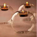 Clear round hollow glass candle votive holder in hand-blown glass