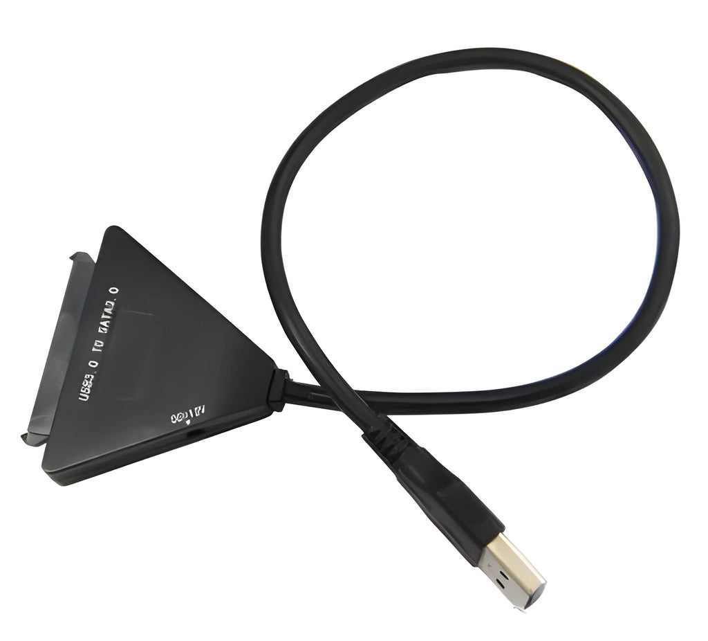 Black USB 3.0 to SATA 7+15 pin hard drive adapter cable for 2.5 inch and 3.5 inch drives.