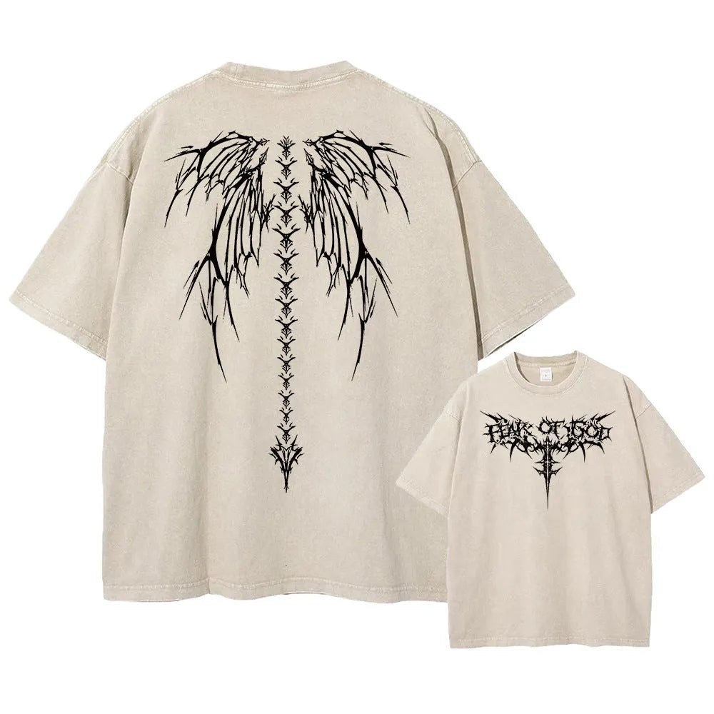 Oversized cotton T-shirt with drop-shoulder sleeves in loose fit casual style