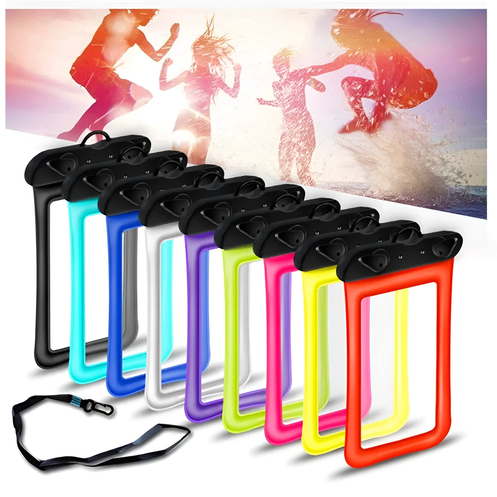Double airbag mobile phone waterproof pouch with 45cm rope in multiple colour options