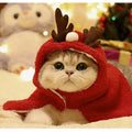 Red polar fleece antlers hat cloak for small to medium pets, with hood and antler details