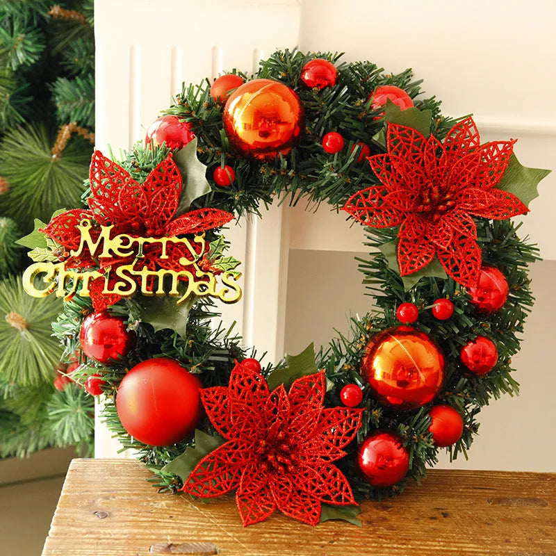 30cm multicolour plastic Christmas wreath in blue, gold, pink, purple, red or silver options