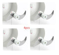 Manual cutting meat grinder with white plastic body and 304 stainless steel blade, compact size 8.5x7 cm