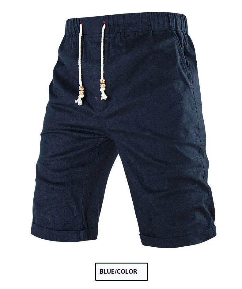 Men's summer sports shorts in black with drawstring waist and zipper pocket