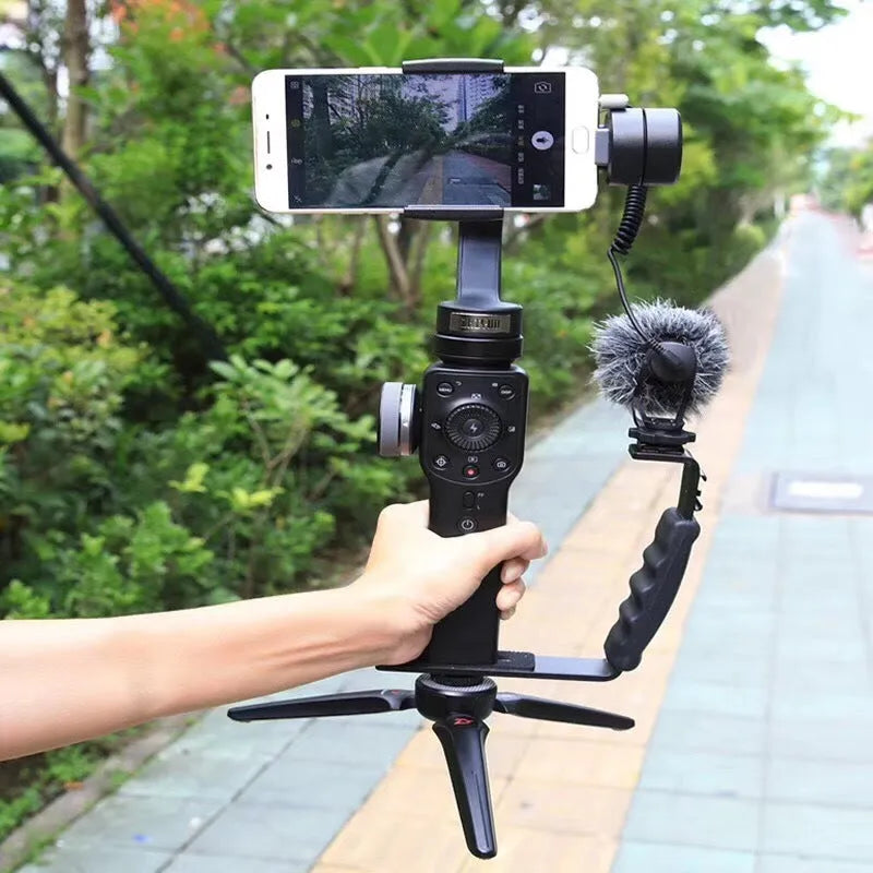 Black aluminium alloy mobile 2/3 stabilizer handheld holder for smartphone video recording