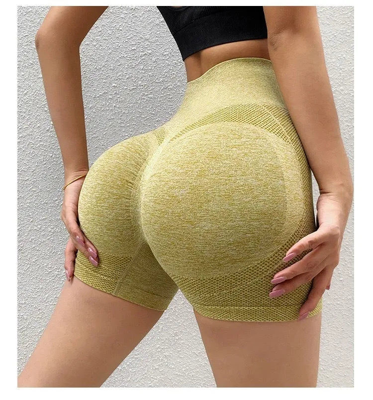 Women's honey hip high-waist fitness shorts in quick-drying seamless design available in multiple colours