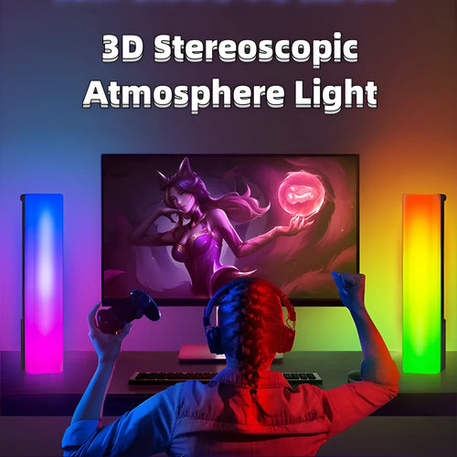 3D RGB music-activated table ambiance lamp with colour rhythm effects, black USB powered