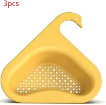 Blue plastic kitchen sink hanging swan drain basket for fruit and vegetable waste, dry-and-wet separation design