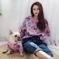 Cotton casual bipod clothing for cats and dogs in black, purple, and yellow, sizes S to 4XL matching parent-child outfits