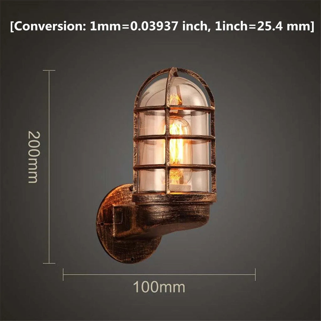 Vintage black glass metal outdoor wall light with adjustable head for cafe bar