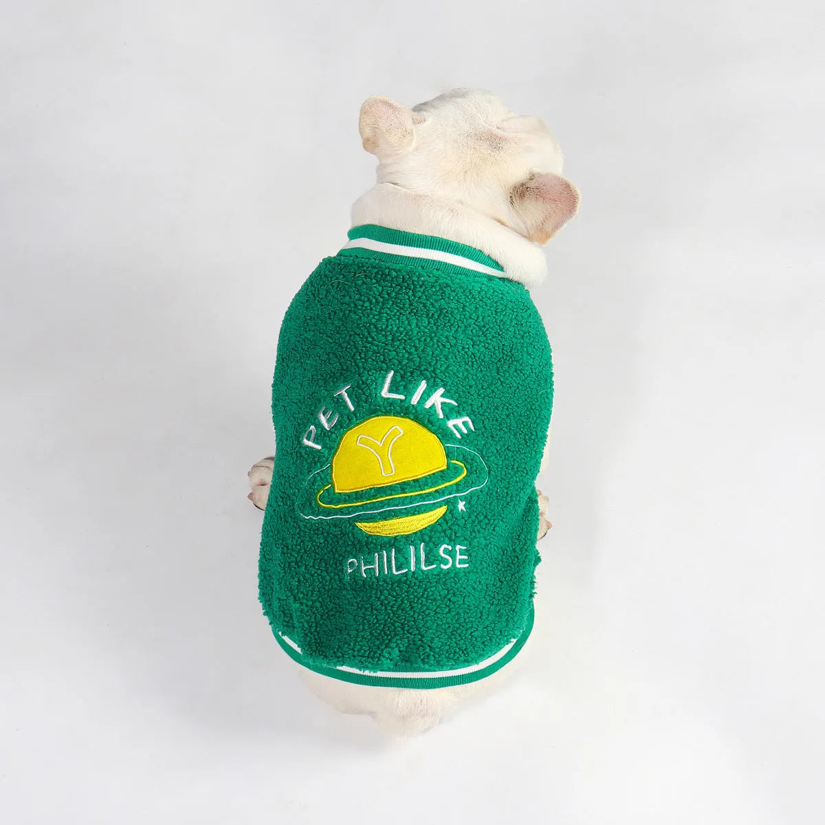 Fleece-lined cotton dog winter coat in green, suitable for sizes L to 4XL