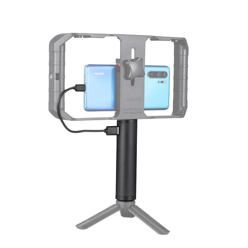 Black aluminium alloy charging treasure handle power bank with integrated grip