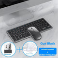 Ultra-thin wireless keyboard and mouse combo in black silver gun colours with rechargeable batteries